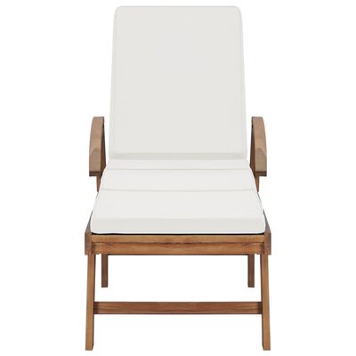 vidaXL Sun Loungers with Cushions 2 pcs Solid Teak Wood Cream