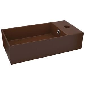 vidaXL Bathroom Sink with Overflow Ceramic Dark Brown