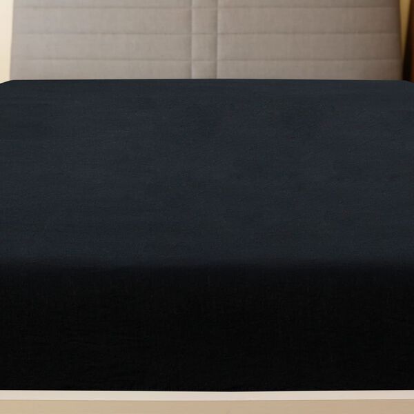 vidaXL Jersey Fitted Sheet Black Cotton 35.4 x 78.7 in Bedding