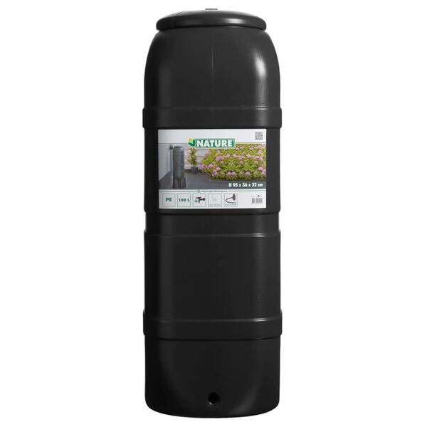 Nature Rain Barrel Black UV-resistant polyethylene Slimline