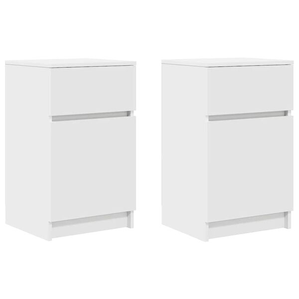 vidaXL Bedside Cabinet Set of 2 White Engineered Wood
