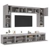 vidaXL 8 Piece TV Wall Stand Set with LED Lights Gray Sonoma