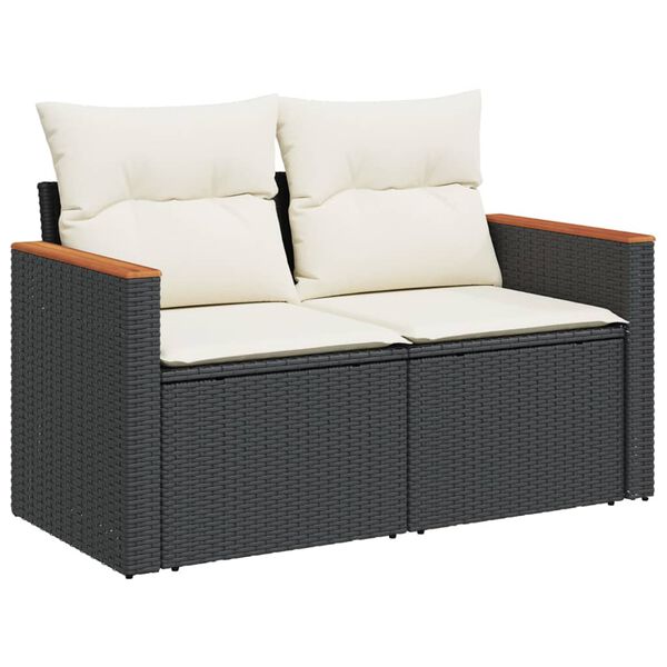 vidaXL Garden Sofa Set Black, Cream White