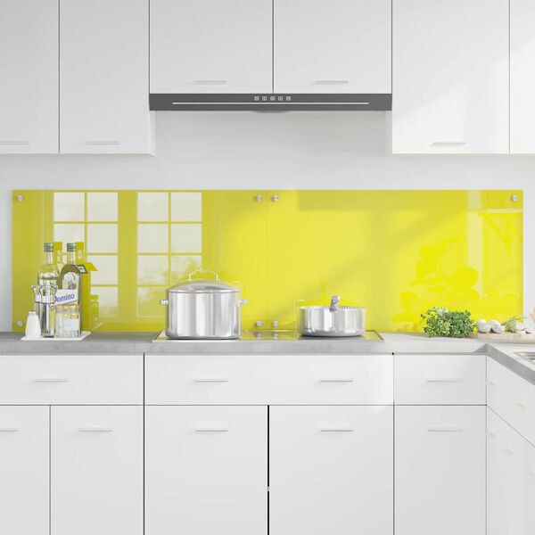 vidaXL Kitchen Backsplash 2 pcs Yellow 35.43 x 19.69 in Tempered Glass