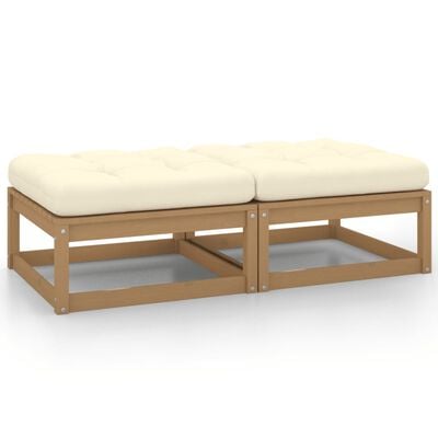 vidaXL Patio Footstools with Cushions 2 pcs Honey Brown Solid Pinewood