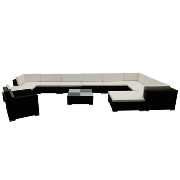 vidaXL Garden Lounge Set Black, Cream White
