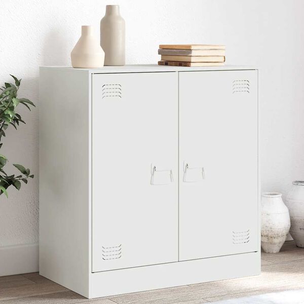 vidaXL Sideboard White Cold-rolled steel Medium Sideboard Rectangular