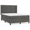 vidaXL Box Spring Bed with Mattress Dark Gray 53.9"x74.8" Full Velvet