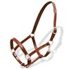 vidaXL Horse Headcollar Brown Buffalo Leather Cob Adjustable Armrests