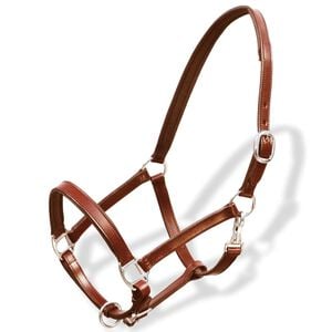 vidaXL Horse Headcollar Brown Buffalo Leather Cob Adjustable Armrests