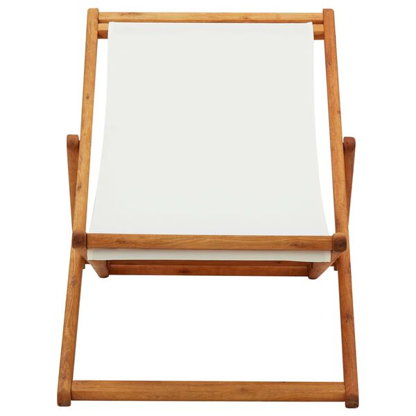 vidaXL Beach Chair Cream White Solid Eucalyptus Wood Medium Foldable