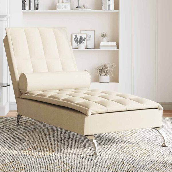 vidaXL Massage Chaise Lounge Cream