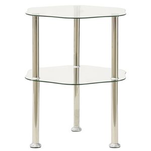 vidaXL Side Table Transparent Tempered Glass Medium Modern Side Table