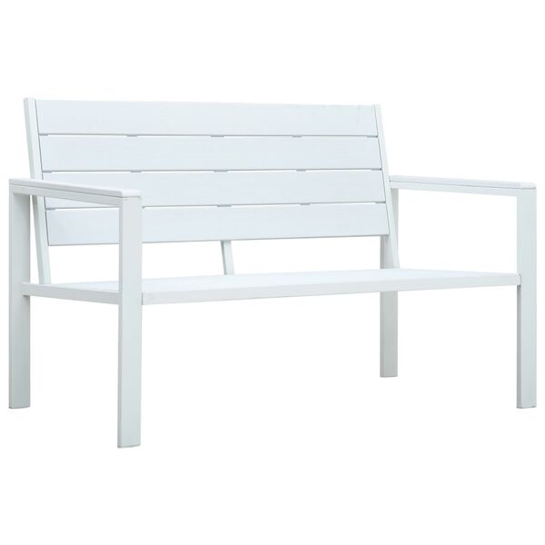 vidaXL Garden Bench White HDPE and Steel 47.2 in Durable Garden Bench