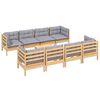 vidaXL Garden Lounge Set Grey, Natural Wood Solid Pinewood, 100% Polyester