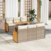 vidaXL Garden Sofa Set Beige PE Rattan 7-Piece Set Adjustable Feet