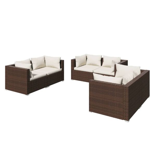 vidaXL Garden Lounge Set Brown PE rattan, powder-coated steel, plastic