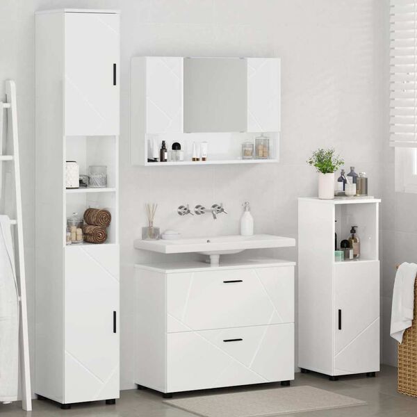 vidaXL Bathroom Furniture Set 4 pcs High gloss white Engineered wood