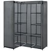 vidaXL Wardrobe Gray Iron, Polyester Compact Corner Wardrobe