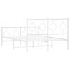vidaXL Bed Frame White Powder-Coated Steel Small Double Bed Frame