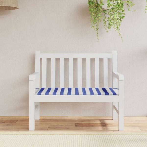 vidaXL Patio Bench Cushion Blue&White Stripe 47.2x19.7x1.6" Oxford Fabric