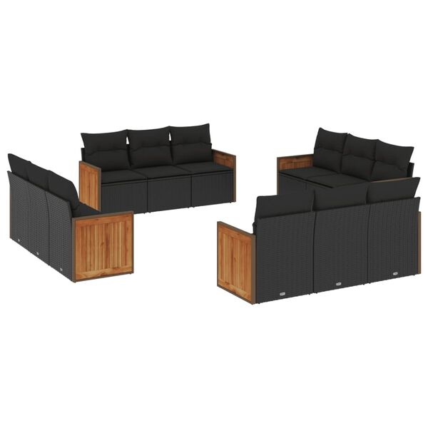 vidaXL Garden Sofa Set Black
