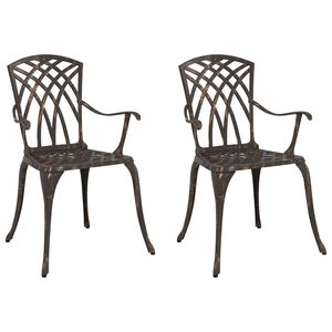 vidaXL Garden Chair 2 pcs Bronze 55 x 56.5 x 91cm Aluminium