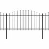 vidaXL Garden Fence with Spear Top Steel 141.3"x59.1" Black