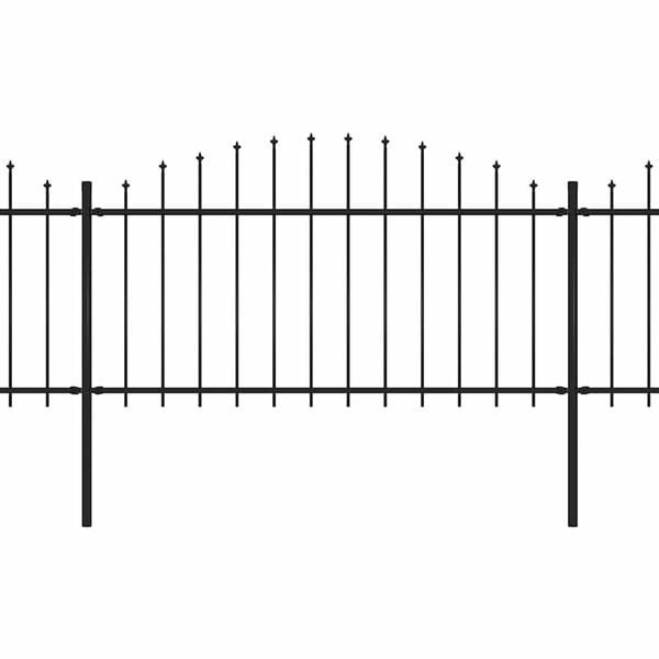 vidaXL Garden Fence with Spear Top Steel 141.3"x59.1" Black