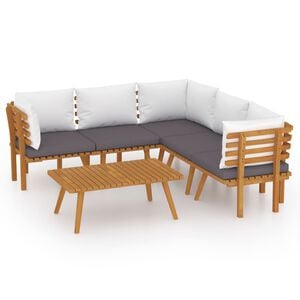 vidaXL Garden Lounge Set Acacia wood with dark grey and white cushions