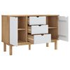 vidaXL Sideboard Brown and White Solid Pine Wood, Engineered Wood