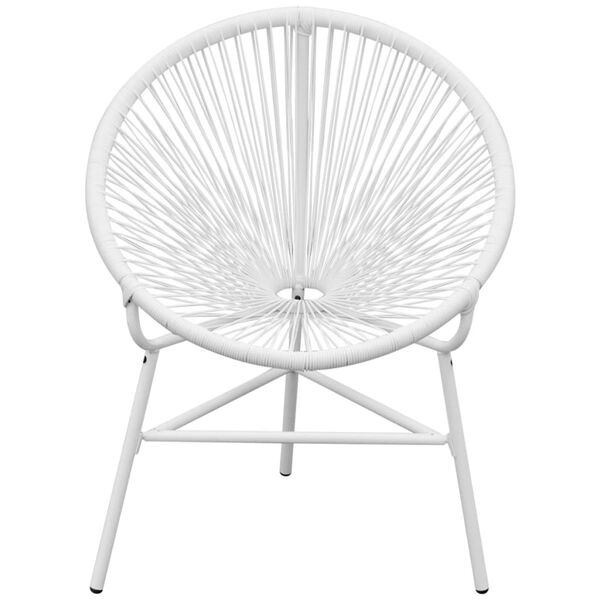 vidaXL Garden Chair White PE Rattan, Powder-Coated Steel Medium Tough