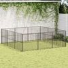 vidaXL Dog Playpen Black Galvanized Steel Large Heavy Duty Dog Playpen