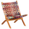 vidaXL Chair Multicolours Chindi fabric, solid acacia wood Standard