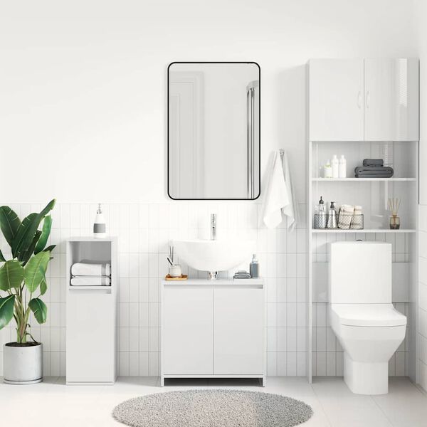 vidaXL Bathroom Cabinet High gloss white Engineered wood