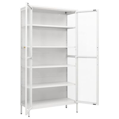 vidaXL Display Cabinet White 35.4"x15.7"x70.9" Steel and Tempered Glass