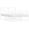 vidaXL Bed Frame White Powder-Coated Steel 53.1 x 74.8 in Bed Frame