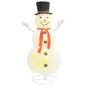 vidaXL Snowman Figure White Fabric Large Christmas Snowman Figure