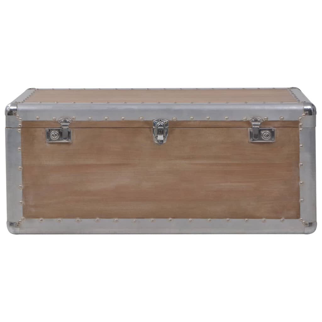 Storage Box Solid Fir Wood 35.8x20.5x15.7 Brown