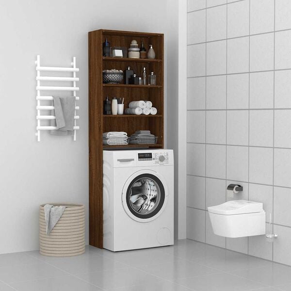 vidaXL Washing Machine Cabinet Brown Oak 25.2x9.4x74.8"