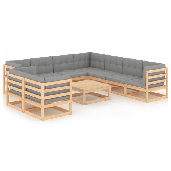 vidaXL Garden Lounge Set Natural Solid pinewood Large Modular