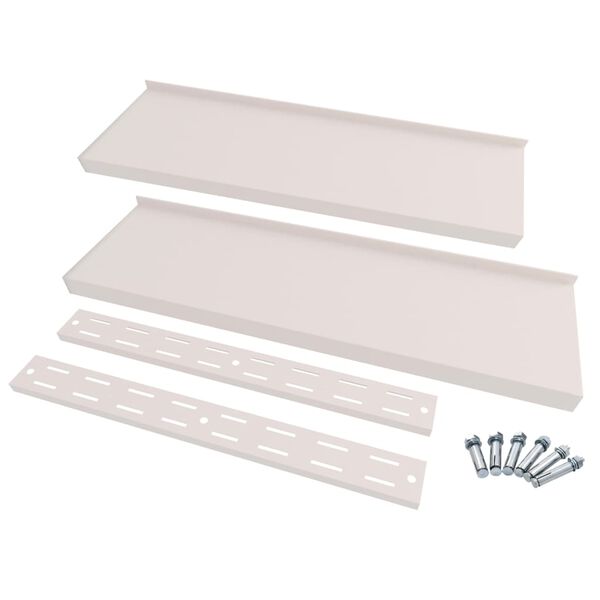 vidaXL Floating Wall Shelf Set of 2 Silver Stainless Steel Large