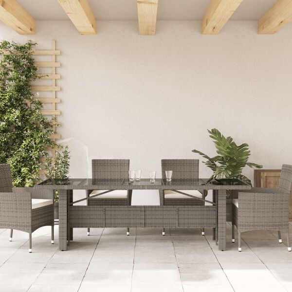 vidaXL Garden Table Grey Poly Rattan Large Durable Garden Table