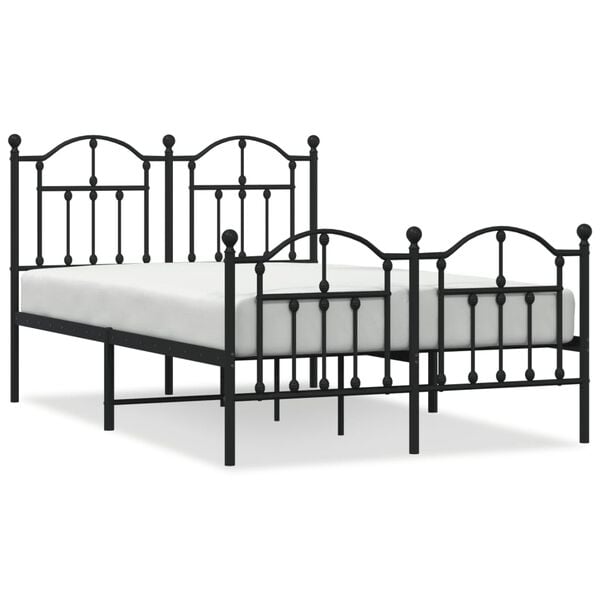 vidaXL Bed Frame Black Powder-coated steel Double Bed Frame