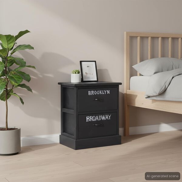 vidaXL Cabinet Set of 2 Black Paulownia wood Compact Cabinet