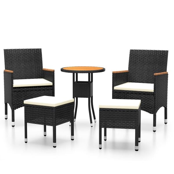 vidaXL Garden Lounge Set Black, Cream White