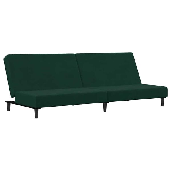 vidaXL Sofa Bed Dark Green Velvet (100% polyester), wood, plastic 2-Seater