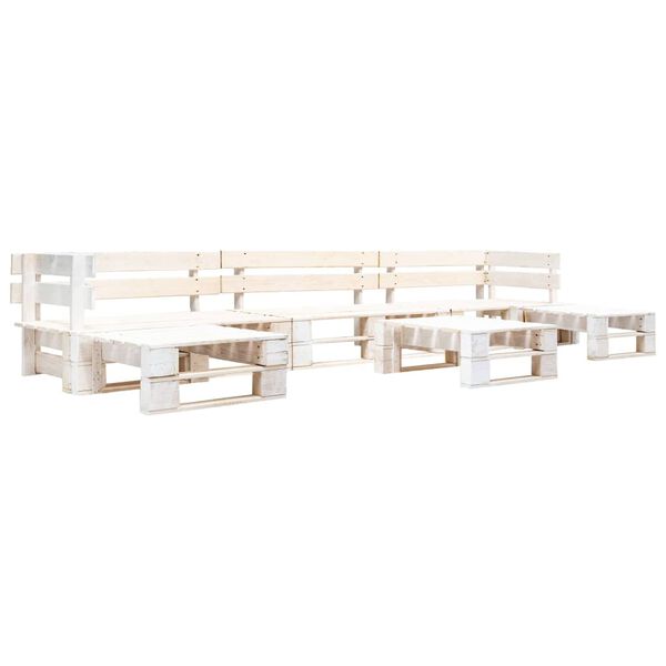 vidaXL Garden Lounge Set White Impregnated pinewood 6 Piece Set Modular