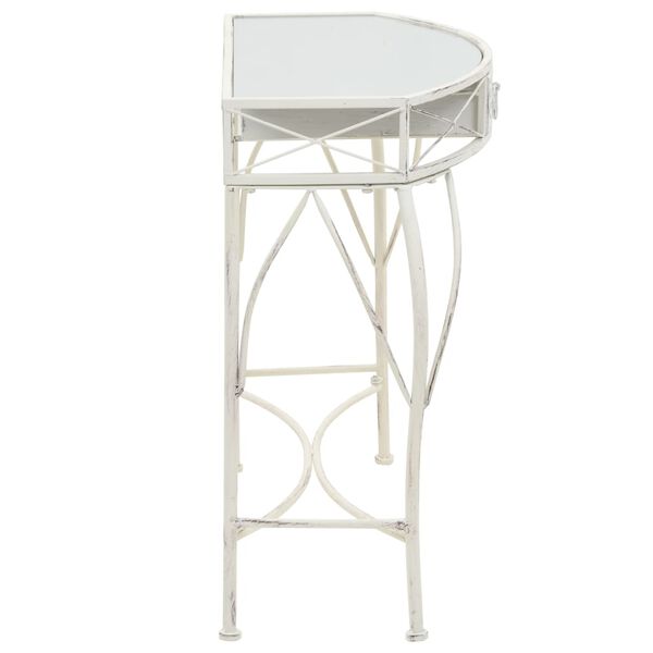 vidaXL Side Table White Metal Frame 32.3x15.4x29.9in Decorative Inlays