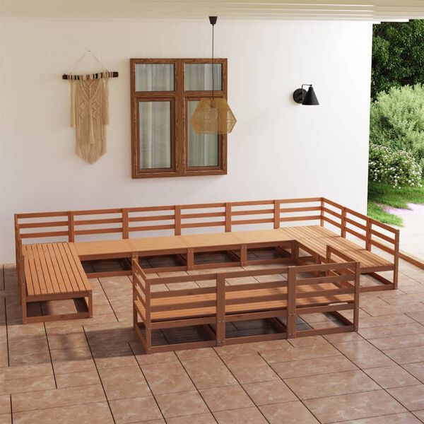 vidaXL Garden Lounge Set Honey Brown Solid Pine Wood Large Modular